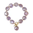 Lila Süßwasser Perle Armband ca. 19 cm 925 Silber vergoldet