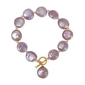 11-12mm lila Süßwasserperlen-Armband, 19cm - 64 ct.