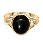 Schwarzer Stern Diopsid, weißer Zirkon Ring, 925 Silber vergoldet (Größe 18.00) ca. 7,05 ct image number 0