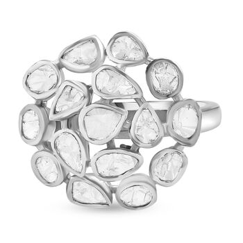 Polki Diamant Ring, 925 Silber (Gr&ouml;&szlig;e 16.00) ca. 2.42 ct