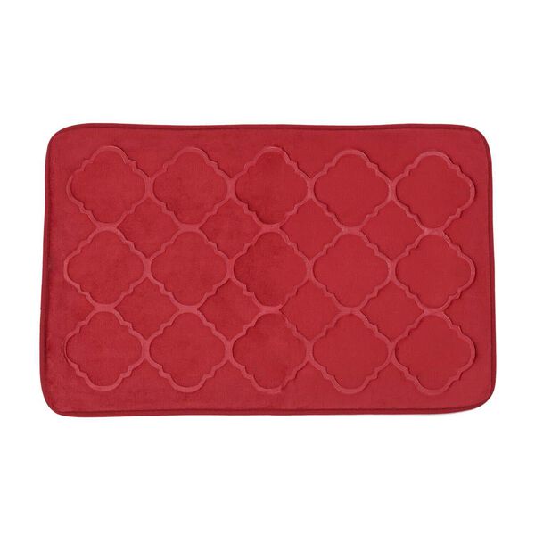 HOMESMART 2er-Set geprägte Flanell-Badematte mit rutschfester Unterseite, Rot image number 4