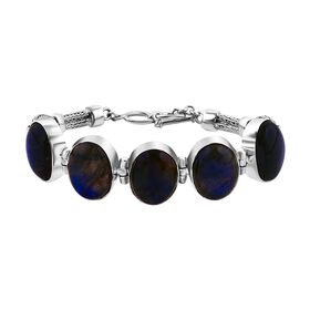 AA Labradorit Armband ca. 19 cm 925 Silber ca. 86,65 ct.