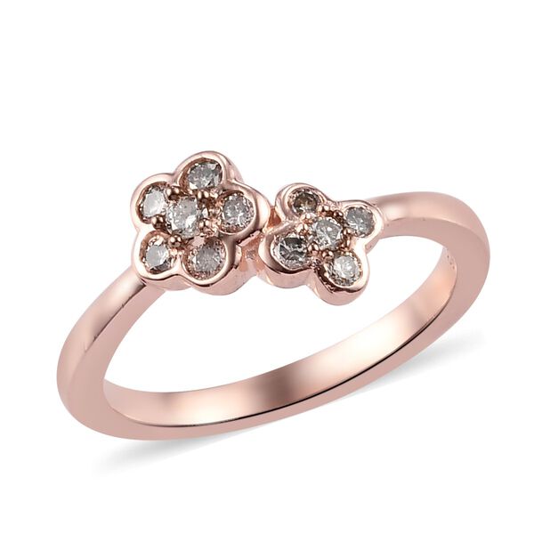 Nat&uuml;rlicher Champagner Bypass Ring 925 Silber Ros&eacute;gold Vermeil image number 4