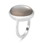 Grauer Mondstein  Solitär Ring 925 Silber Platin-Überzug image number 4
