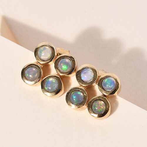 Natürliche, äthiopische Opal-Ohrstecker, 925 Silber vergoldet ca. 0,71 ct image number 1