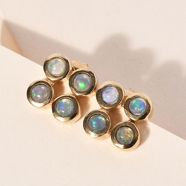 Nat&uuml;rliche, &auml;thiopische Opal-Ohrstecker, 925 Silber vergoldet ca. 0,71 ct image number 2