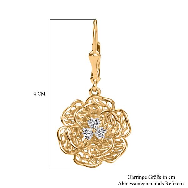 Florale Moissanit-Ohrringe, 925 Silber 750 Gelbgold Vermeil - 0,64 ct. image number 6