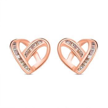 Nat&uuml;rliche Champagner Diamant Ohrstecker, 925 Silber Ros&eacute;gold Vermeil, ca. 0.15 ct