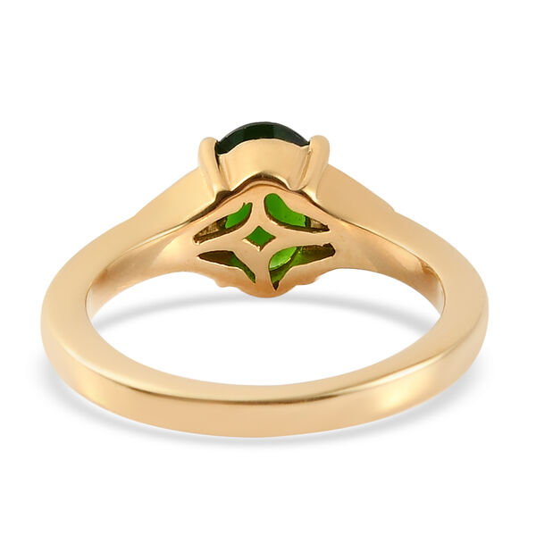 Nat&uuml;rlicher Chromdiopsid und Zirkon Ring 925 Silber vergoldet image number 6