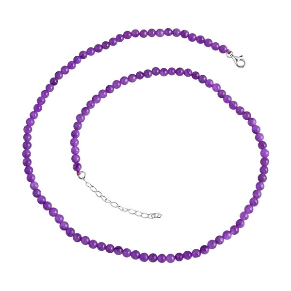 Lila Jade Halskette ca. 50 cm 925 Silber (gefärbte Jadeit) ca. 80.00 ct image number 0