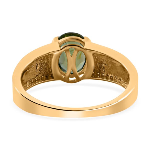 Natürlicher Peridot, weißer Zirkon Ring, 925 Silber vergoldet (Größe 19.00) ca. 2.46 ct image number 3
