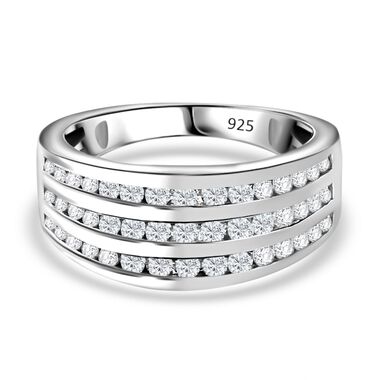 Moissanit Ring 925 Silber rhodiniert (Größe 20.00) ca. 0,98 ct
