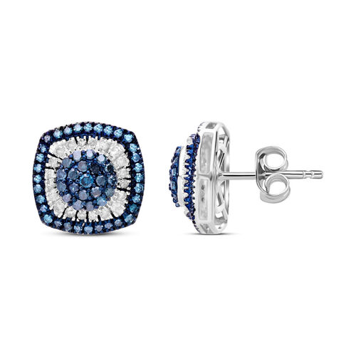 Blaue und weiße Diamant-Ohrringe - 1,03 ct. image number 0