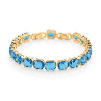 Blaues- Kristall-Armband, ca. 19 cm Nickelfreies Messing