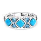 AA Amerikanischer natürlicher Sleeping Beauty Türkis, Himmelblauer Topas Ring 925 Silber rhodiniert (Größe 20.00) ca. 1.51 ct