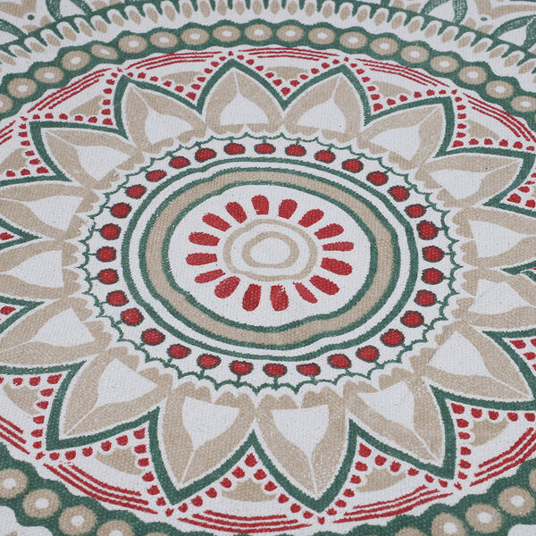 Handgewebter Teppich aus 100 % Baumwolle, 150 cm Durchmesser, Mandala Mehrfarbig image number 4