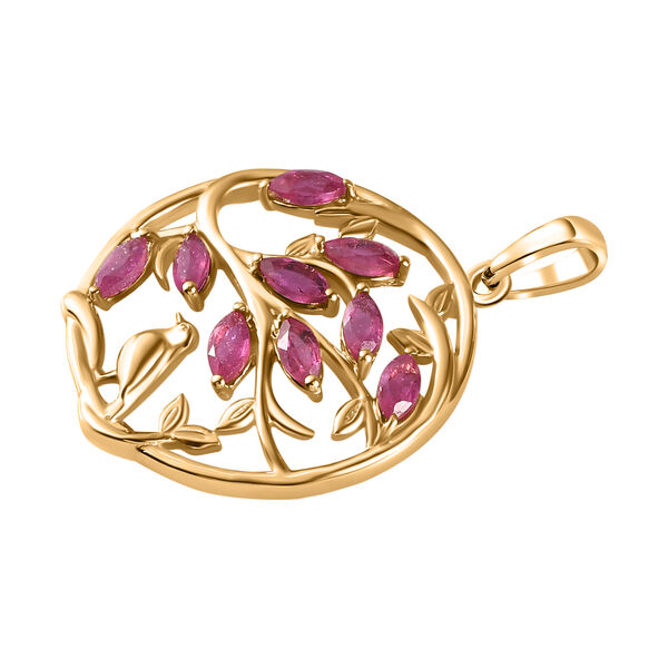 Afrikanischer Rubin (Fissure gefüllt) Anhänger 925 Silber 750 Gelbgold Vermeil ca. 1.12 ct image number 4