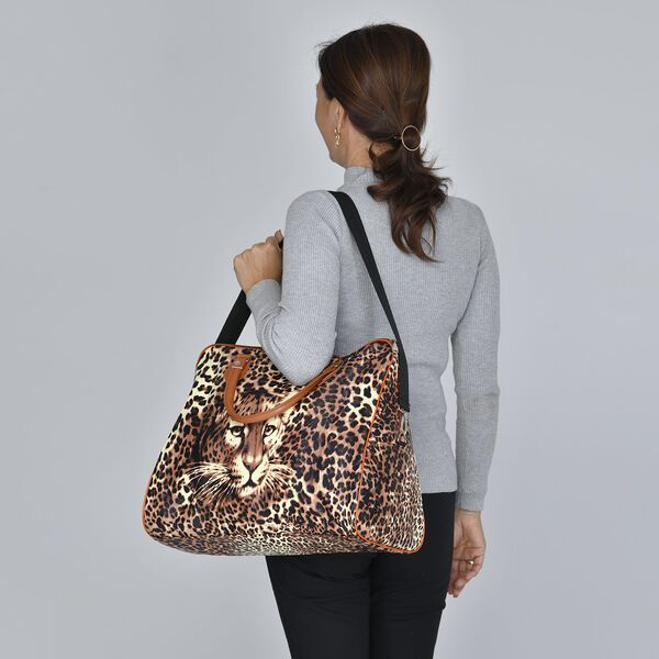 Reisetasche mit Leopardenmuster, Größe 43x20x38 cm, Braun image number 2