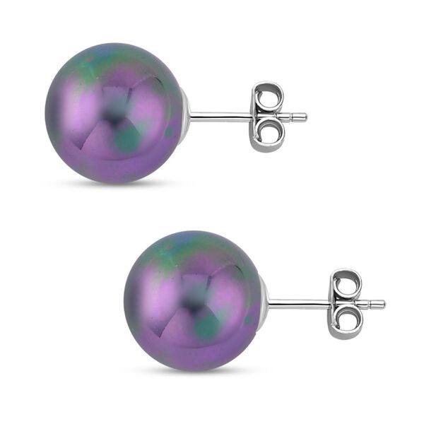 Muschelkernperle Schmuckset, Tahiti-Farbe, 925 Silber, rhodiniert, Edelstahl-Kette image number 6