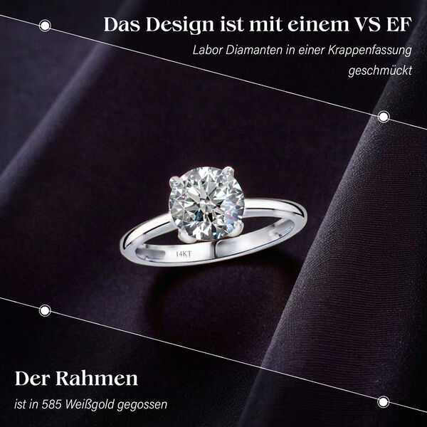 LUXURIANT VS-EF Labor Diamant Ring in 585 Wei&szlig;gold - 1,50 ct. image number 10