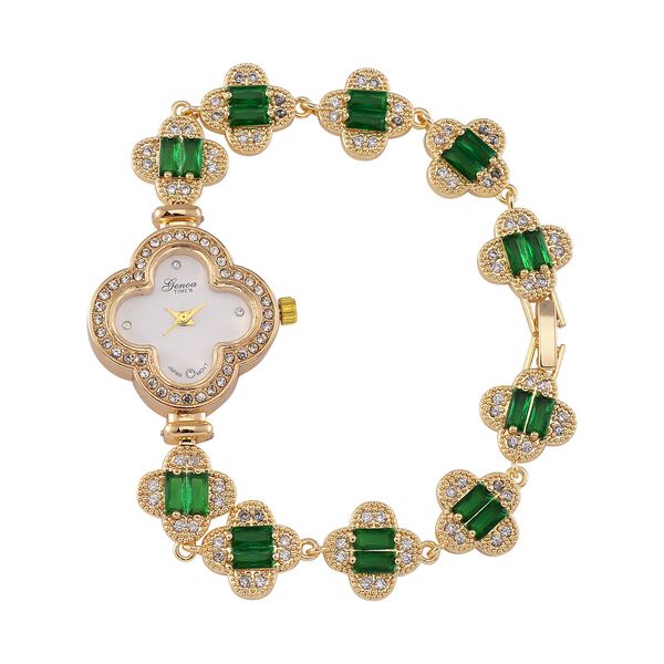 Gr&uuml;ner Zirkonia, Wei&szlig;er Kristall Uhren Std Gelb