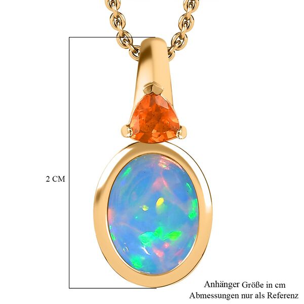Natürlicher, äthiopischer Welo Opal, Feuer opal Schmuckset 925 Silber 750 Gelbgold Vermeil ca. 2,54 ct. image number 7