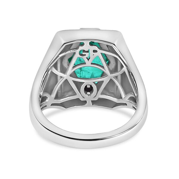 GP Art D&eacute;co Kollektion - Smaragd Triplett Quarz und Kanchanaburi blauer Saphir-Ring - 3,48 ct. image number 6