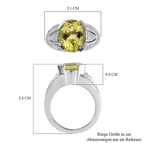 Ouro Verde-Quarz und Zirkon Ring 925 Silber platiniert image number 7