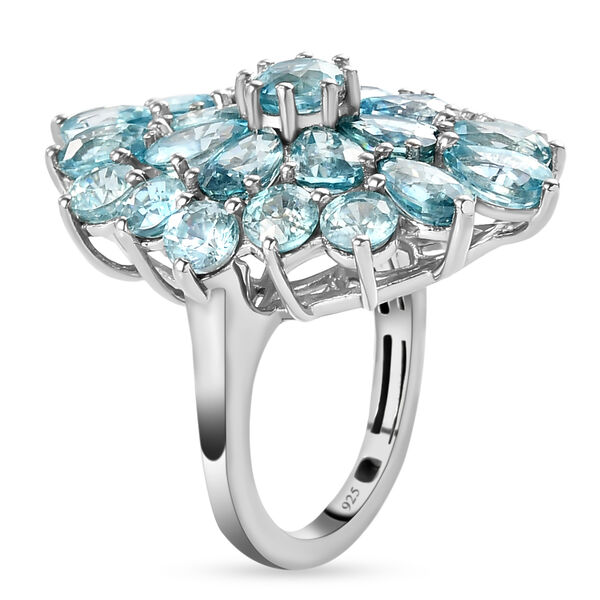 Kambodschanischer, blauer Zirkon-Ring, 925 Silber platiniert  ca. 14,89 ct image number 3