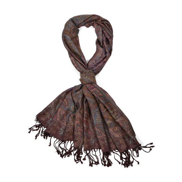 Schal mit feinem Paisley-Muster und Fransen, Einheitsgr&ouml;&szlig;e, T&uuml;rkis