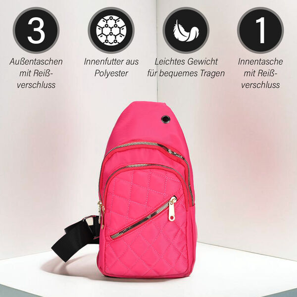 Stepp-Slingtasche mit RFID-Schutz und Kopfh&ouml;rer&ouml;ffnung, Gr&ouml;&szlig;e: 17x7,5x30cm, Rosa image number 4
