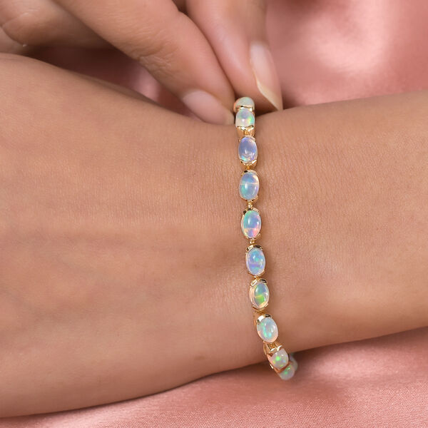 Nat&uuml;rliches, &auml;thiopisches Opal-Tennisarmband in Silber image number 3