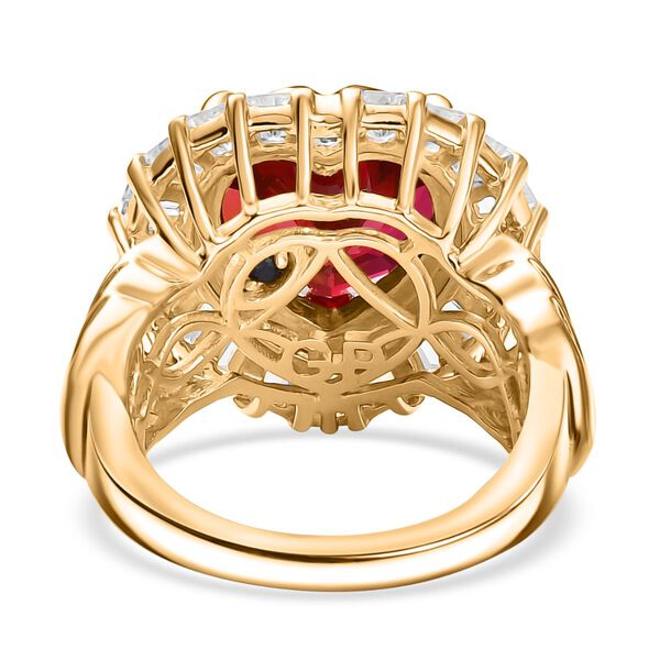 GP Amore Kollektion - Synthetischer Padparadscha Saphir, Zirkon und blauer Saphir Ring - 10,24 ct. image number 6