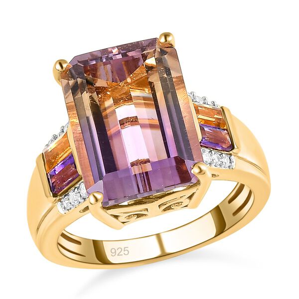 AA Ametrin und afrikanischer Amethyst Ring, 925 Silber Gelbgold Vermeil (Gr&ouml;&szlig;e 20.00) ca. 7.62 ct image number 4