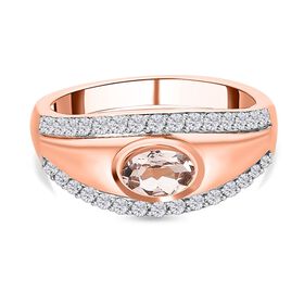 Marropino Morganit, weißer Zirkon Ring, 925 Silber Roségold Vermeil (Größe 21.00) ca. 1.06 ct