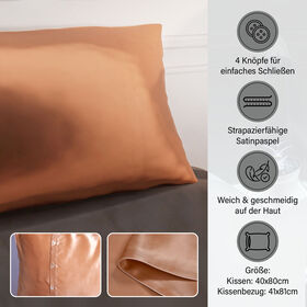 Serenity Night Daunenkissen und Seidenkissenbezug, 40x80 cm, Ros&eacute;gold