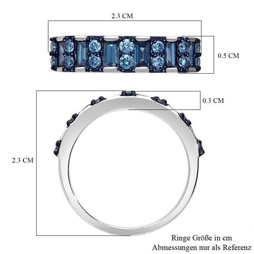 Lab Grown Blauer Diamant SI Ring 925 Silber platiniert (Größe 18.00) ca. 1,11 ct image number 4