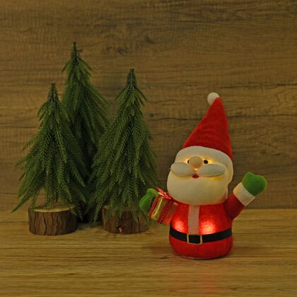 Weihnachtsmann mit LED lichter und Geschenk, 25 cm, 3AAA (nicht inkl.), Rot