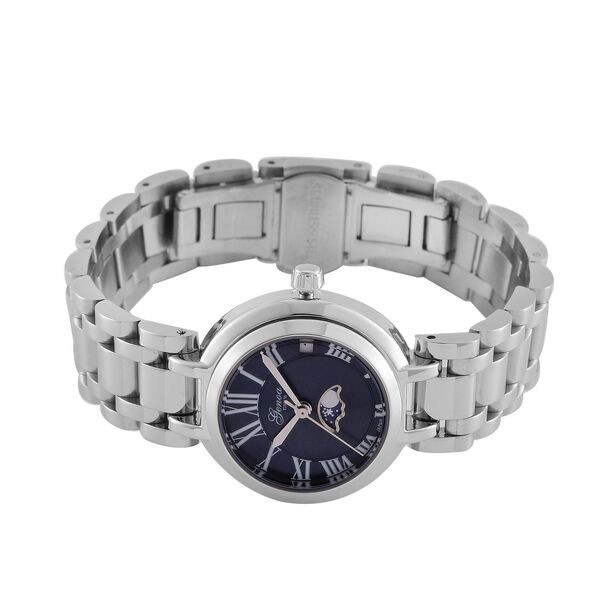 GENOA - Uhr mit japanischem Uhrwerk und blauem Sonnenschliff-Zifferblatt,  Reiner Edelstahl, 20 cm image number 5