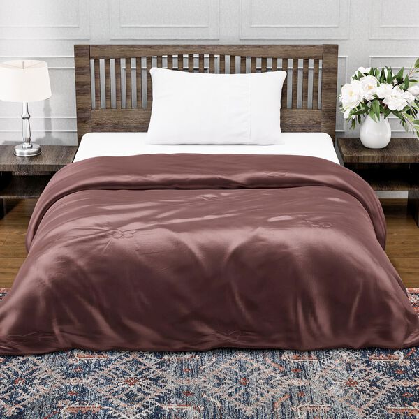 Serenity Night - 100% Maulbeerseide Sommerseidendecke mit Seidenf&uuml;llung Daunenkissen und Seidenkissenbezug Mauve image number 13