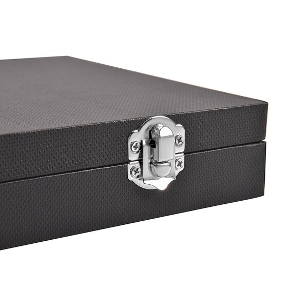 Moderne Ringschatulle aus Kunstleder mit zwei Verschl&uuml;ssen, 29x18.5x4cm, Schwarz image number 6