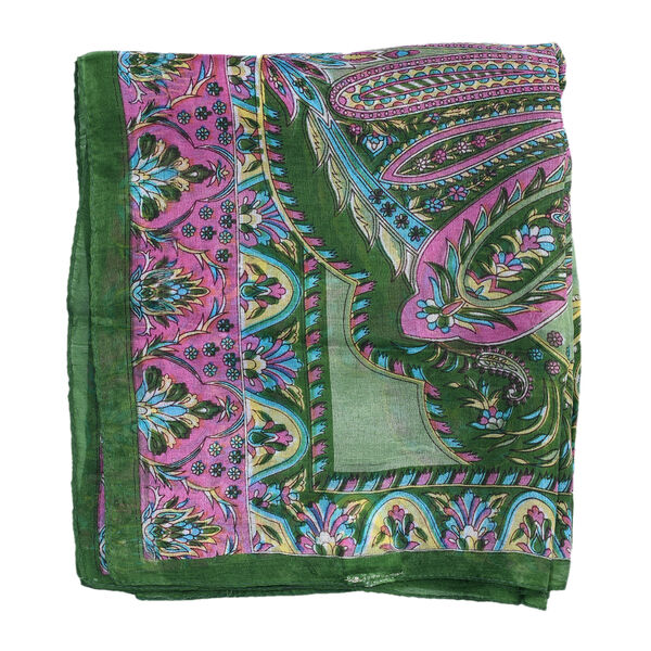 100% Natur Seide, Designer Schal, 50x160 cm, Olivgrün image number 5