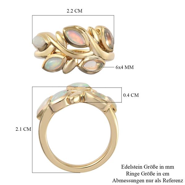 Natürlicher Äthiopischer Opal Ring 925 Silber 585 Vergoldet image number 7