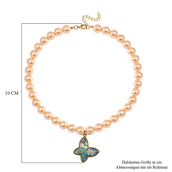 Goldene Muschelkernperlen und Abalone Muschel Halskette, 45 cm - 330 ct. image number 5
