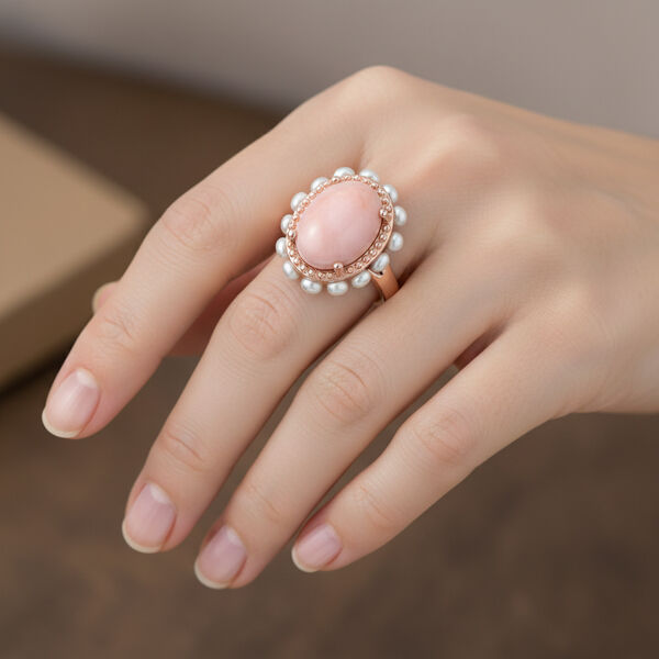 D'Joy AA Rosa Opal und S&uuml;&szlig;wasser Perle Ring image number 2
