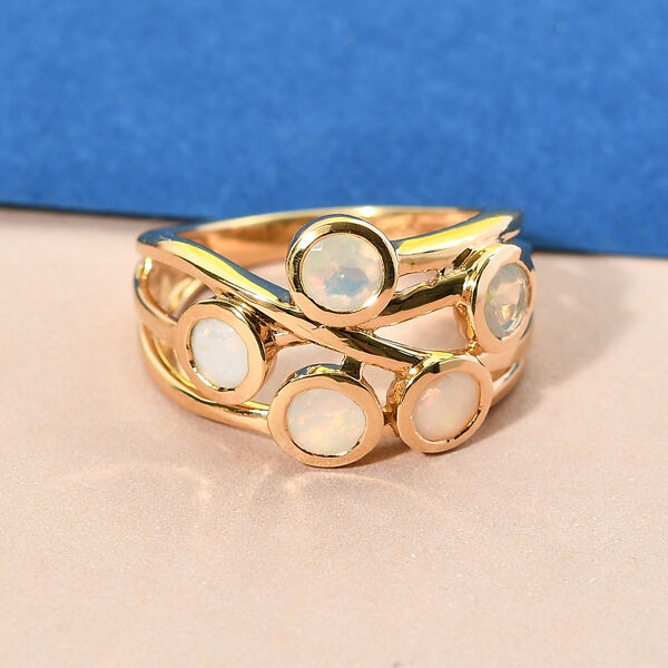 Nat&uuml;rlicher &Auml;thiopischer Opal Ring 925 Silber vergoldet image number 2