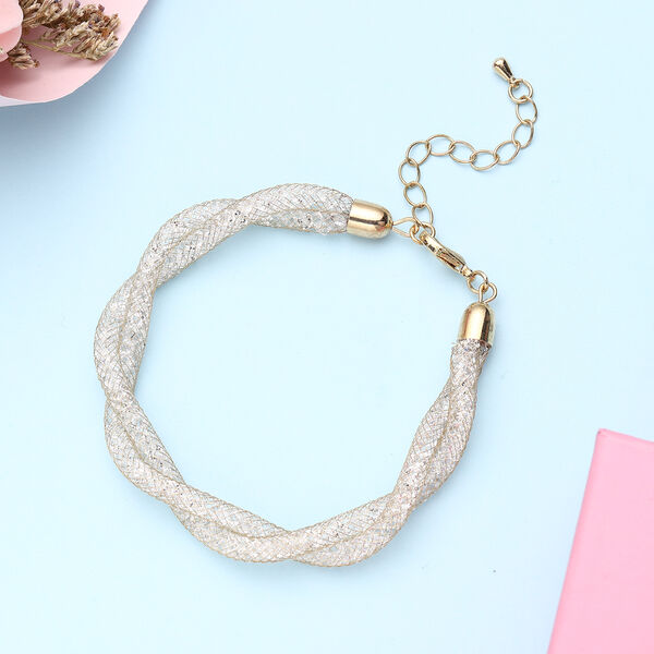 Weißes Kristall-Armband, 18+5 cm, goldfarben image number 2