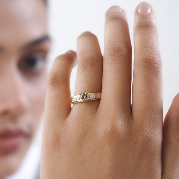 AA nat&uuml;rlicher, goldener Tansanit und Zirkon-Ring - 1,03 ct. image number 3