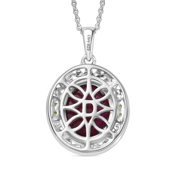 AAA Afrikanischer Rubin (Fissure gef&uuml;llt), Nat&uuml;rlicher Chromdiopsid Anh&auml;nger mit Kette, 925 Silber rhodiniert ca. 6.02 ct image number 5