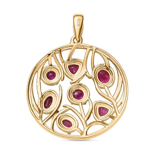 Afrikanischer Rubin (Fissure gef&uuml;llt) Anh&auml;nger 925 Silber Gelbgold Vermeil ca. 2.43 ct image number 5